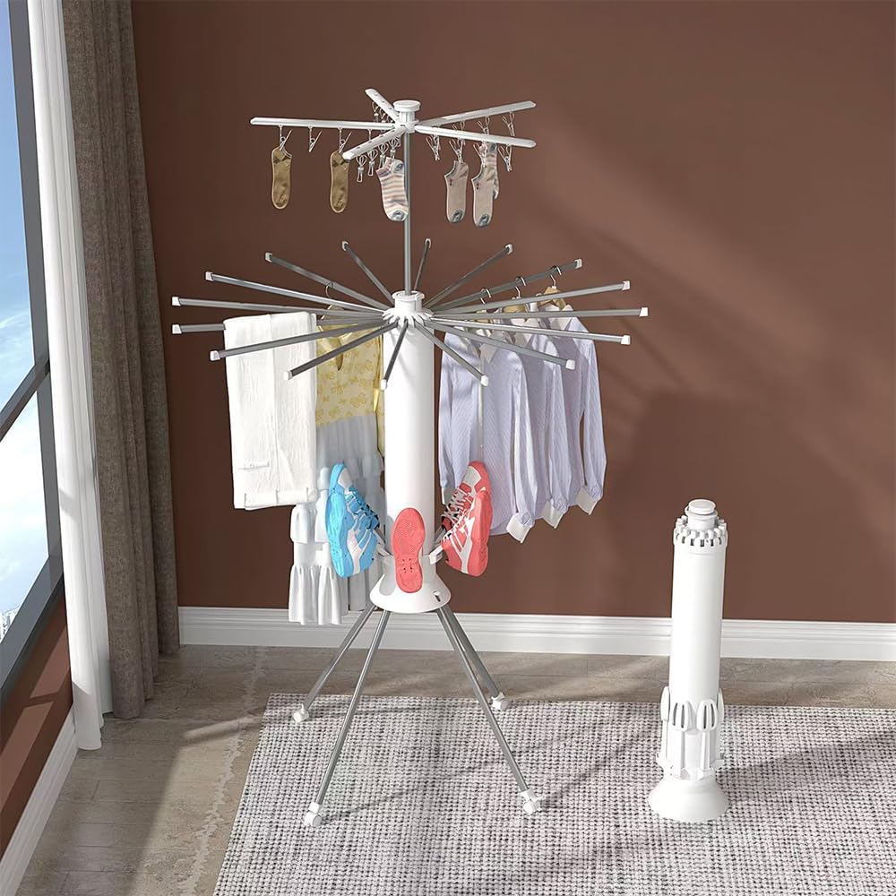 360° Rotating Retractable Octopus Clothes Rack – Extendable, Foldable, Movable with Rollers