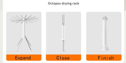 360° Rotating Retractable Octopus Clothes Rack – Extendable, Foldable, Movable with Rollers