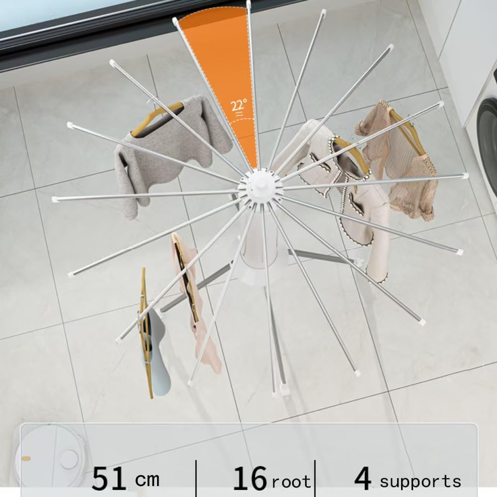 360° Rotating Retractable Octopus Clothes Rack – Extendable, Foldable, Movable with Rollers